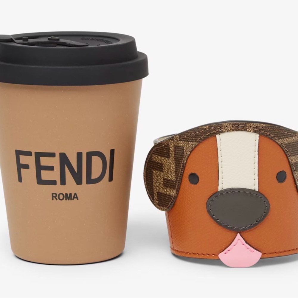 NWT Authentic Fendi Brown Puppy Travel Mug